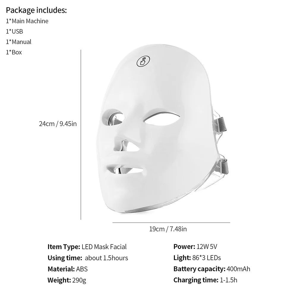 Facial LED Therapy Mask 7 Colors Beauty Boost