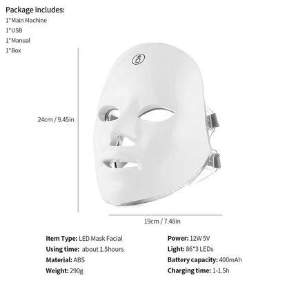 Facial LED Therapy Mask 7 Colors Beauty Boost